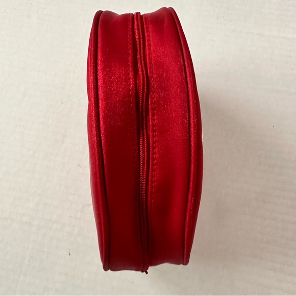 Christian Dior Parfums Red Satin Make-up Bag Gold Sparkle Authentic - Picture 8 of 10